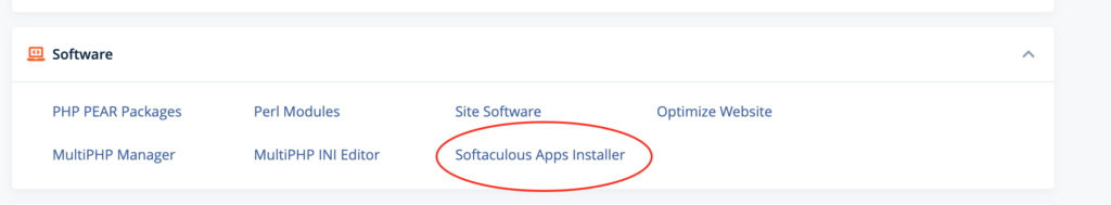 After successful login to the cPanel dashboard, locate the Software section and click on the Softaculous Apps Installer.