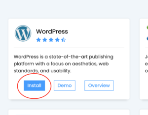 How to install wordpress using softaculous apps installer - click on install button